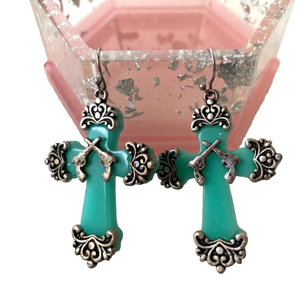 Southwestern Blue Cross preloved Earrings